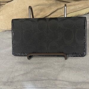 Coach Black Signature Checkbook Wallet